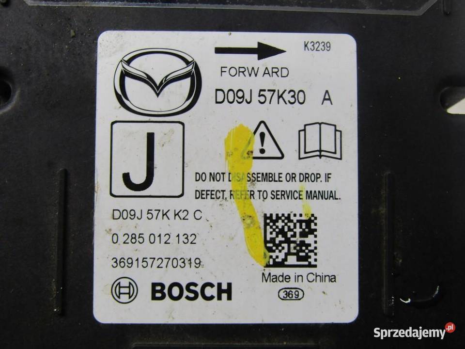 ENSOR MODUŁ PODUSZEK AIRBAG MAZDA 2 DJ D09J57K30