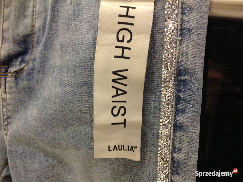 Spodnie Jeans Rurki Damskie LAULIA 36 Cyrkonie niebieski Nowa Sól
