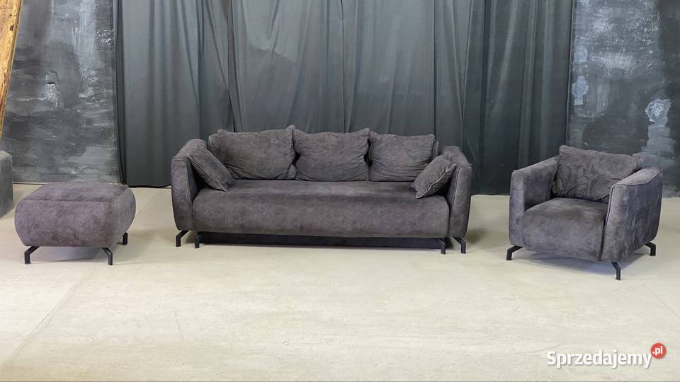 Nowoczesny zestaw wypoczynkowy sofa fotel pufa Komplety wypoczynkowe Budno