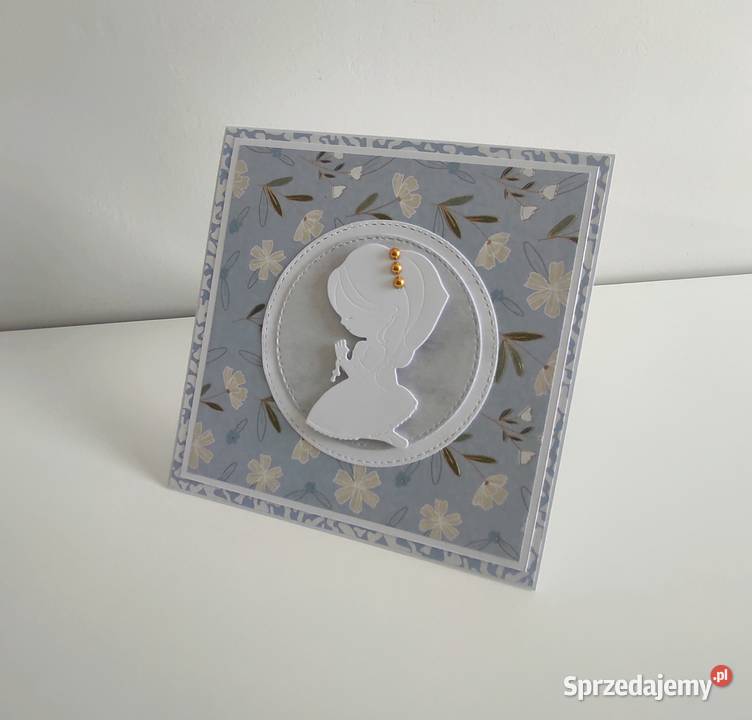 Kartka ręcznie robiona Komunia Święta handmade