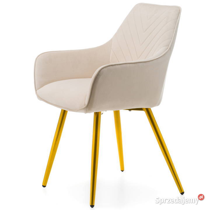Beżowe Krzesło Vasto Złote Nogi Wysyłka 24H Tarchały Małe