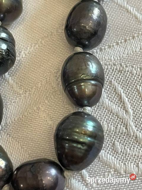 Klasyczny naszyjnik z czarnych pereł 120g Kraków sprzedam