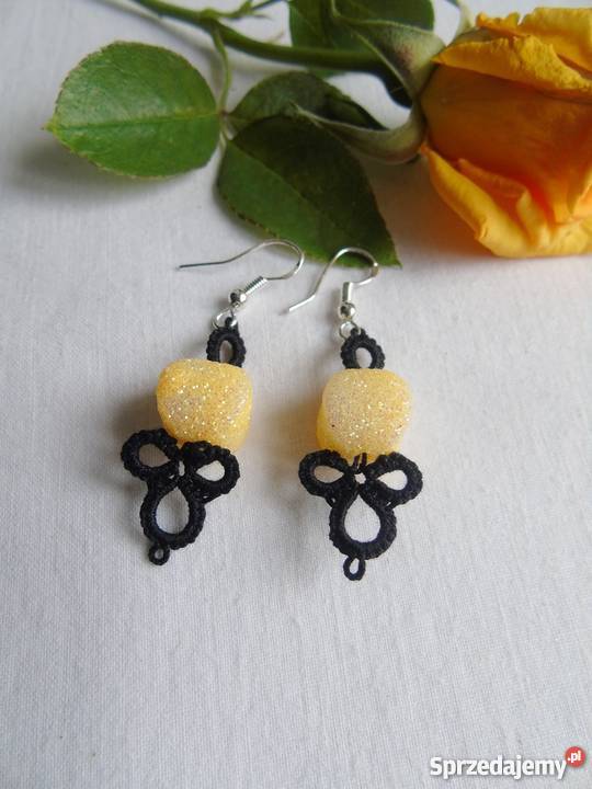 Kolczyki Frywolitkowe Wiśniowa sprzedam