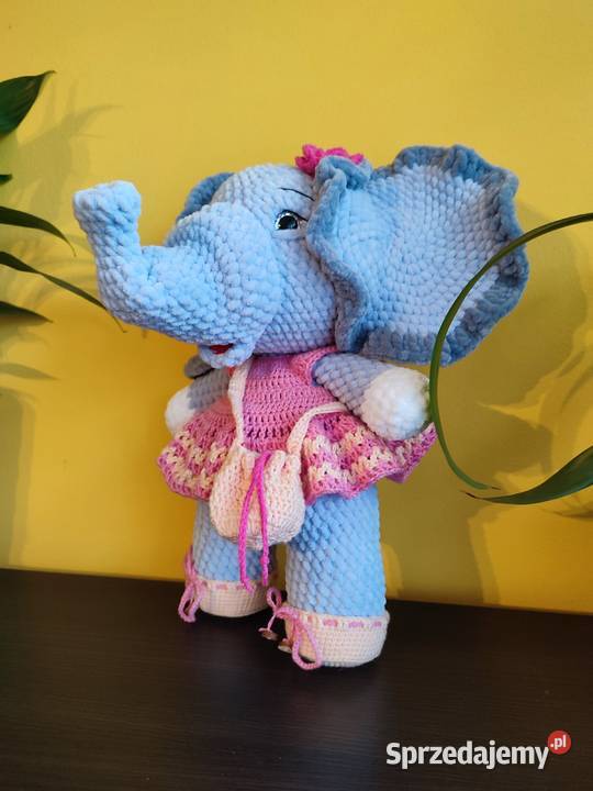 Słoń na szydełku Maskotka rękodzieło zabawka
