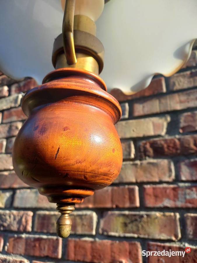 Żyrandol drewniany holenderski Szklany klosz 514 biały Gawroniec sprzedam