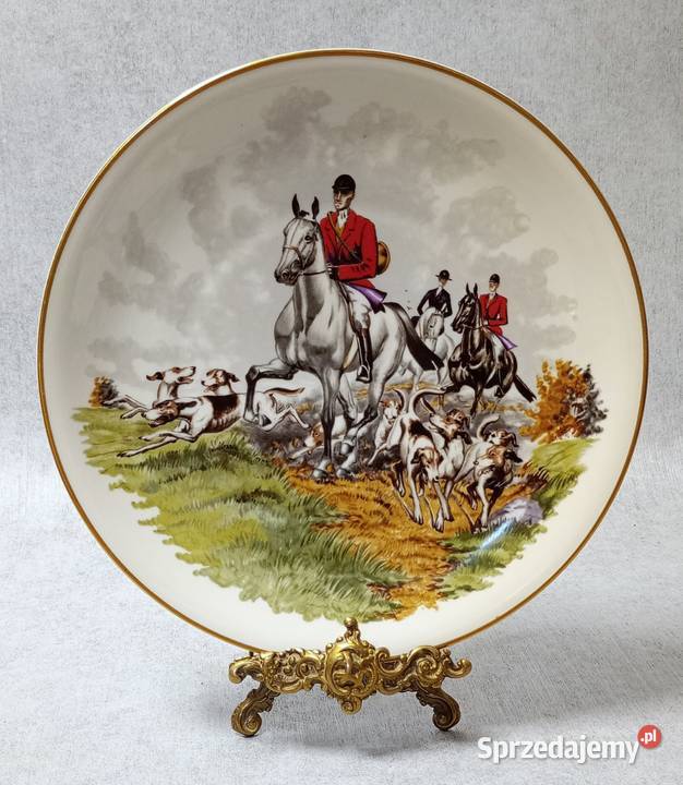 Heinrich Kolekcjonerski talerz Polowanie z psami Porcelana i szkło Dobrzany