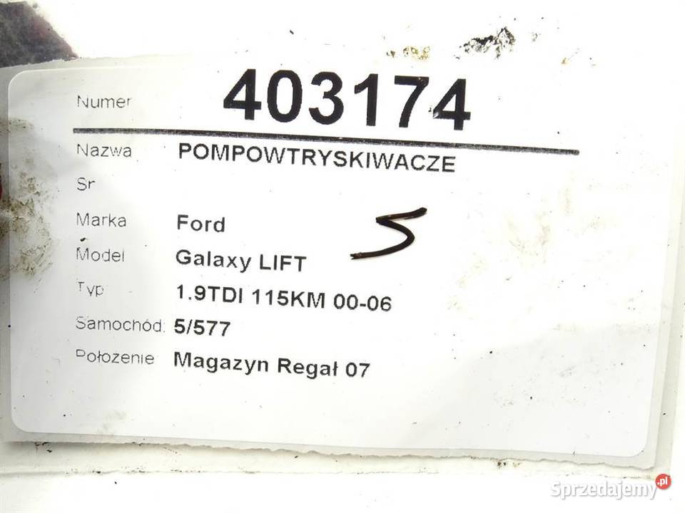 POMPOWTRYSKIWACZE FORD GALAXY MK1 0414720038 19 osobowe sprzedam
