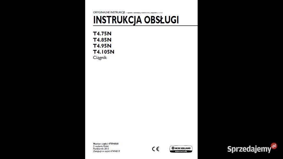 Instrukcja obsługi Holland T475NT485N T495N Gdańsk