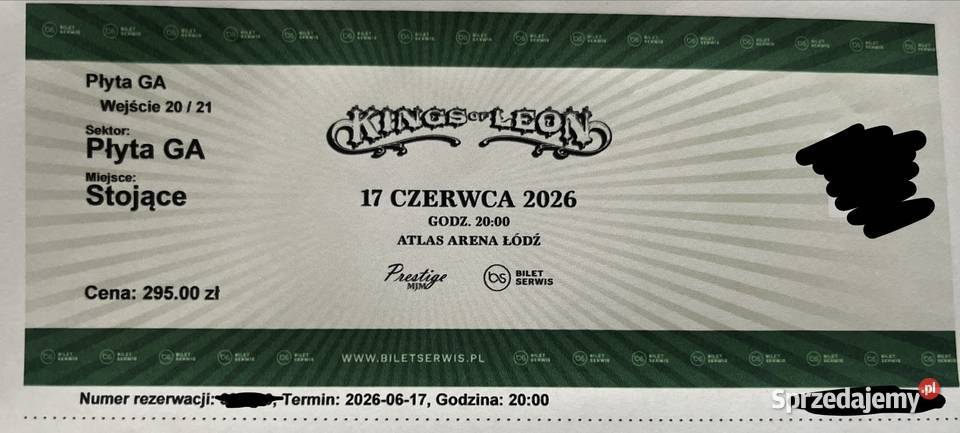 4 bilet na koncert Kings of Leon Drawsko Pomorskie sprzedam