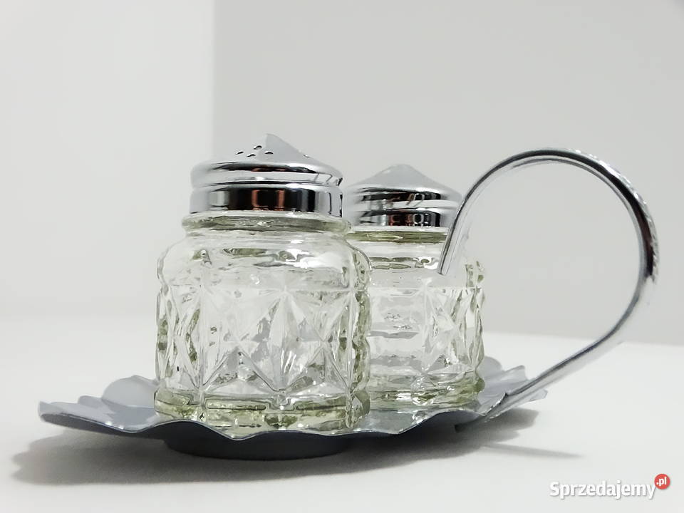 Zestaw przyprawników szkło metal elegancka taca Biłgoraj