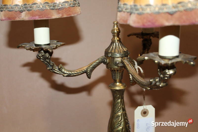 Lampa mosiężna ze skórzanymi abażurami 870 FiaF Szczecin