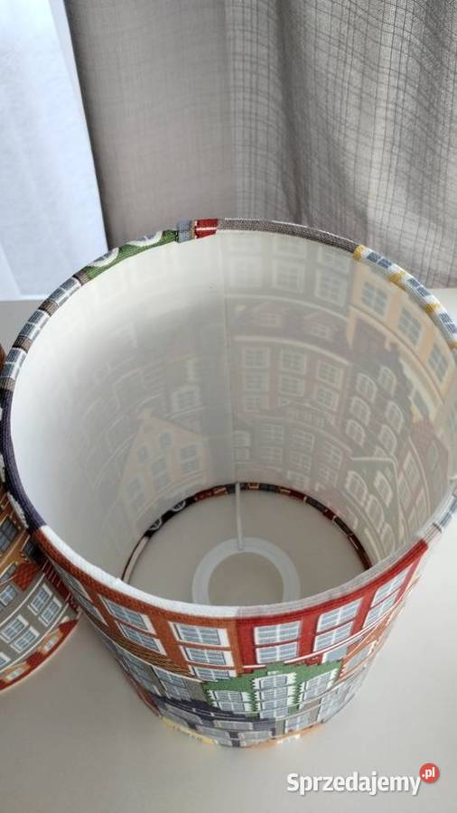 Komplet 2 abażury z tkaniny kolorowe kamieniczki Abażury i klosze Aleksandrów Łódzki