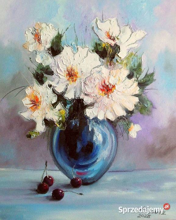 Obraz olejny Bukiet i wiśnie Barlinek