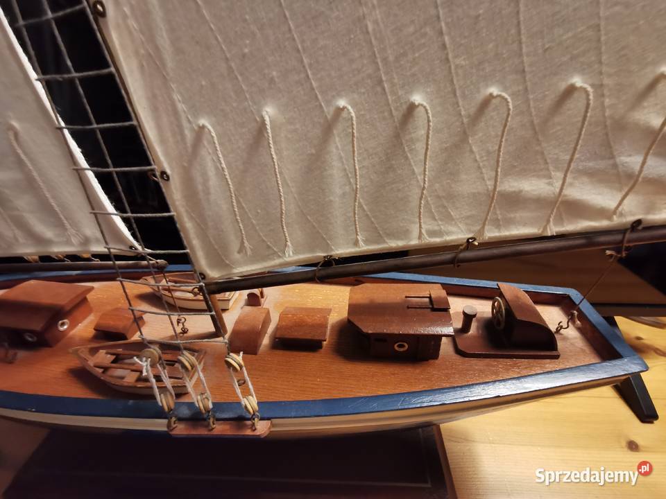 Jacht drewniany model łódka żeglarstwo dekoracja Modelarstwo Łódź
