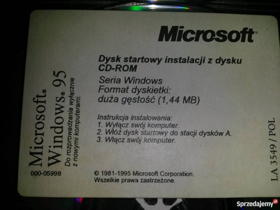 Windows 95 Microsoft Windows 95 Nośnik Poznań sprzedam