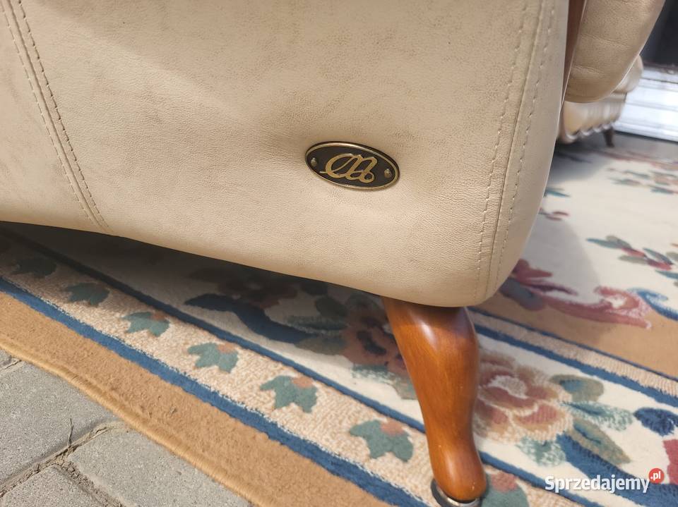 ładny komplet wypoczynkowy włoski ze skóry 200cm Sypniewo