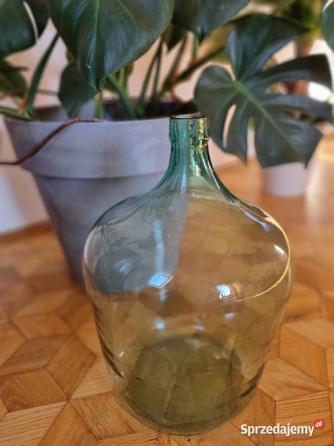 Gąsior na wino 12 litrów Zielone szkło prl Porcelana i szkło Lublin