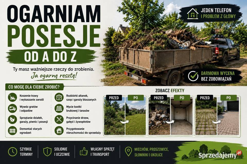Ogarniam posesje A do Z Koszenie działek wywóz Miechów