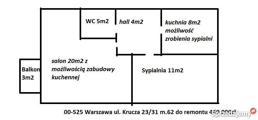 Dwupokojowe ulica Krucza 2331 układ i Warszawa
