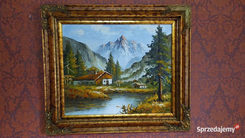 Obraz olejny na płótnie Pejzaż góry piękna rama Bolesławiec