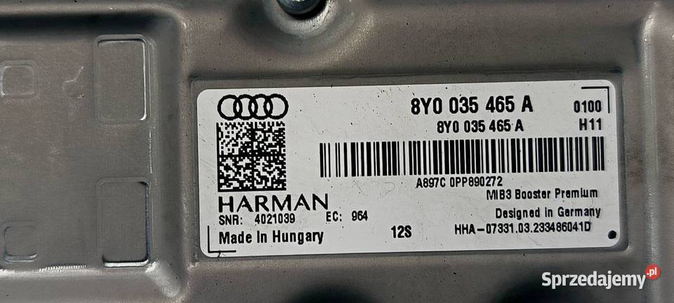 WZMACNIACZ AUDI A4 B9 QUATTRO HARMAN 8Y0035465A osobowe Lipno sprzedam