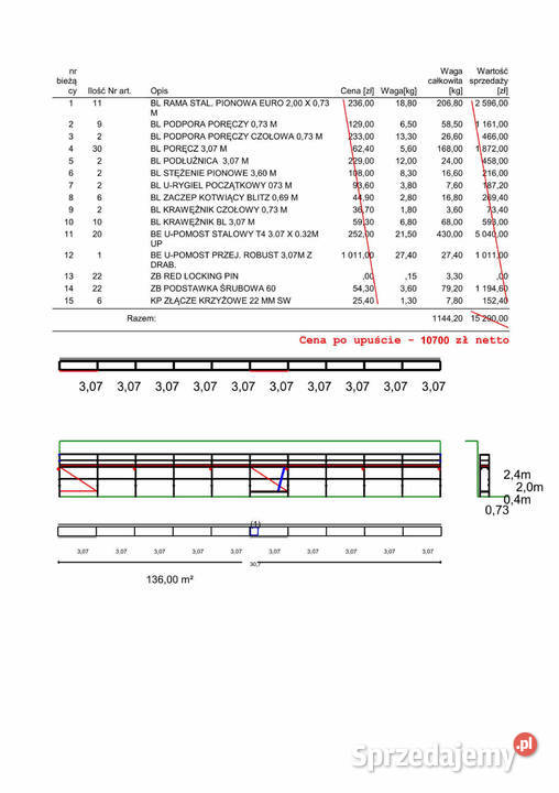 Sprzedam rusztowanie Layher Baumann Pionart 136 Stargard sprzedam