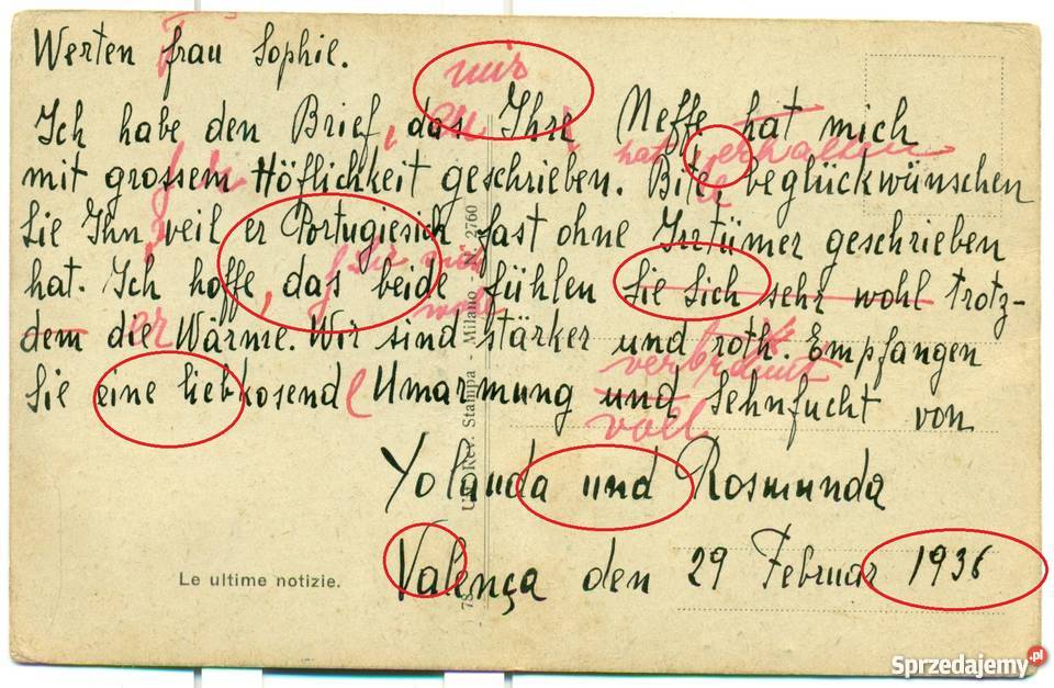 Valenca den 29 februar 1936 opis Postkarte Bielsko-Biała sprzedam