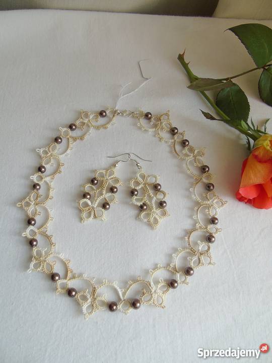 Biżuteria Frywolitkowa Wiśniowa