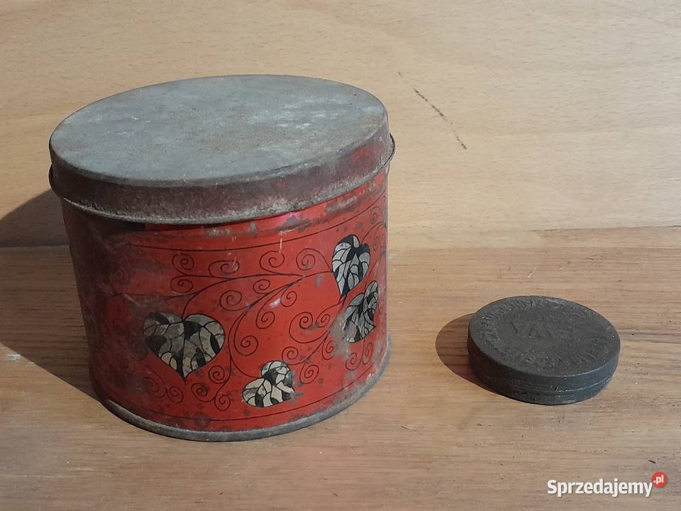 Dwa stare metalowe pudełeczka pudełko z PRL Dąbrowa Górnicza