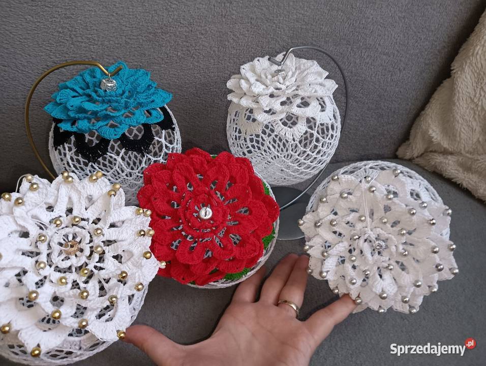 Bombki szydełkowe kwiat