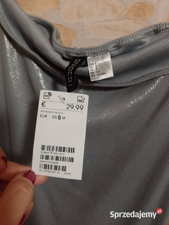 36S HM Długa srebrna sukienka ołówkowa z Moda i Styl Kraków sprzedam