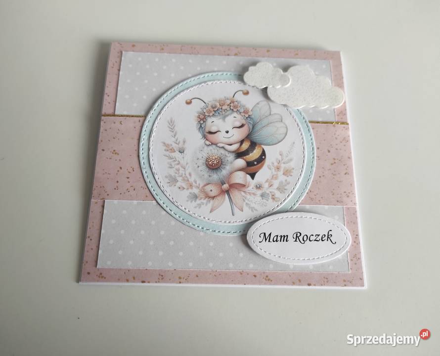 Kartka ręcznie robiona na urodziny roczek Łódź