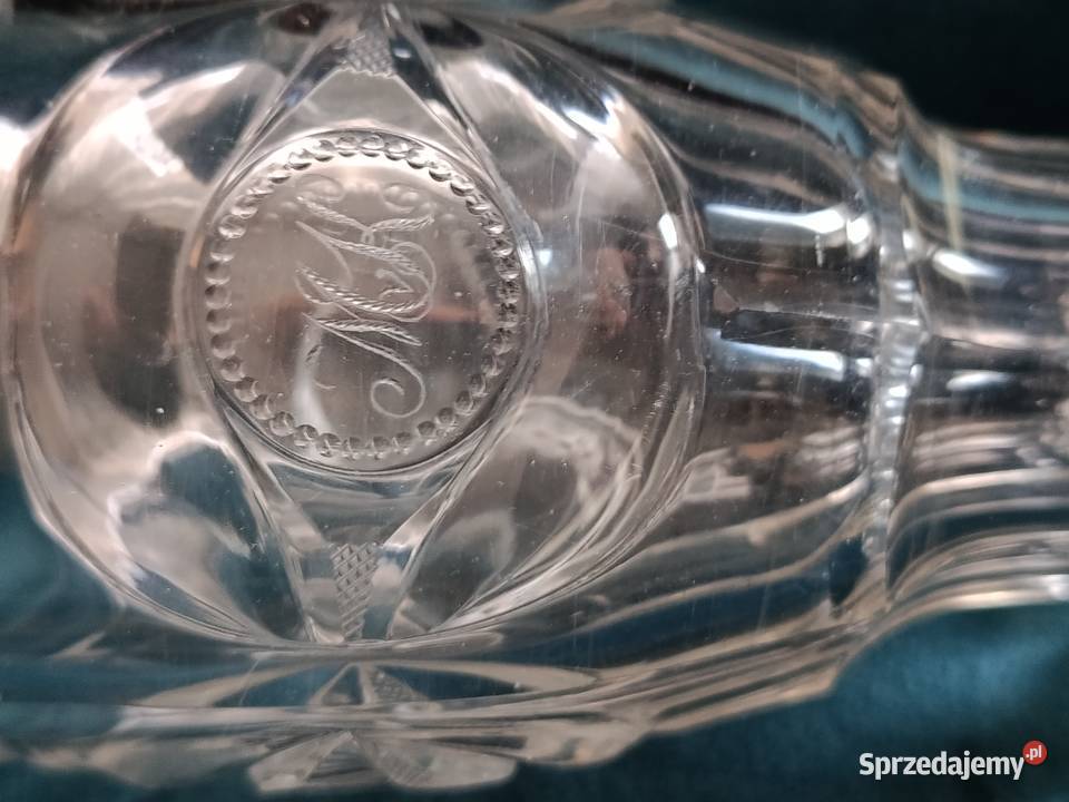 Kryształowy stary kielich puchar wazon grawer Choszczno