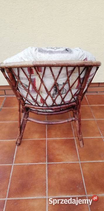 Fotel rattanowy ogrodowy z poduchą krzesło Sulbiny