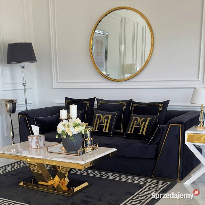 Sofa Czarna Złota 3 os MONTE CARLO Luksusowa mazowieckie Warszawa