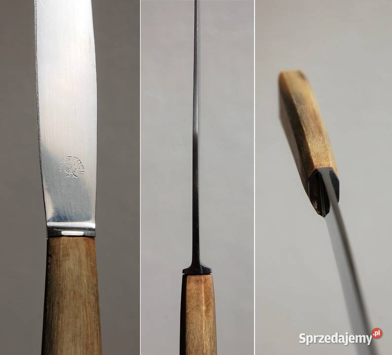 Nóż stołowy rękojeść z rogu art deco Szwajcaria Lublin