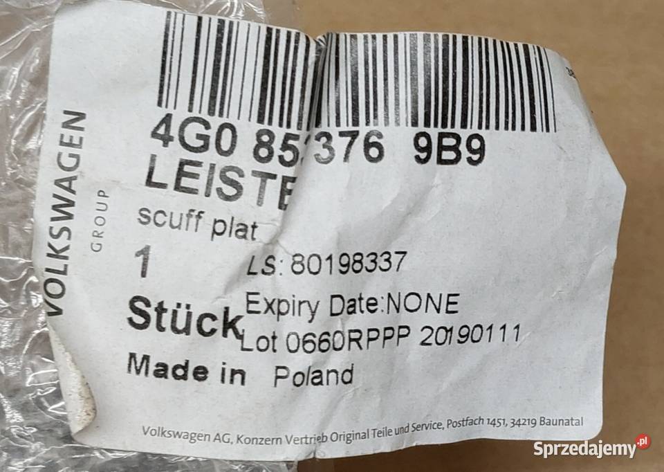 LISTWA PROGOWA PRAWY TYŁ AUDI A4 B8 A6 C7 Mielęcin