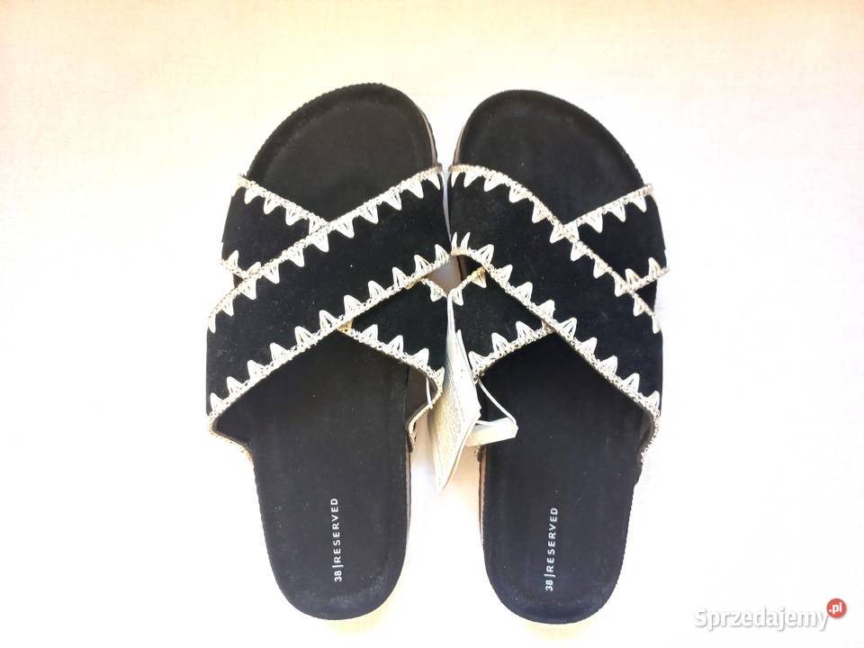 Klapki czarne Buty białe r 38 damskie BOHO podlaskie Białystok sprzedam