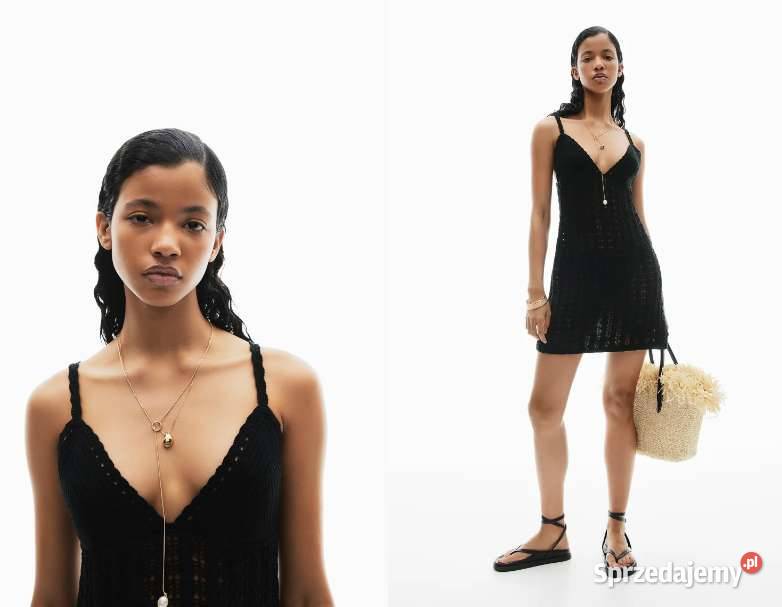 czarna sukienka o wyglądzie szydełkowej robótki kujawsko-pomorskie Toruń