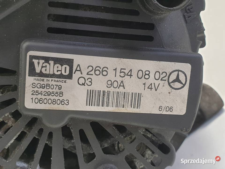 ALTERNATOR Mercedes W169 17 8V A2661540802 90A Układ elektryczny silnika Chełm sprzedam