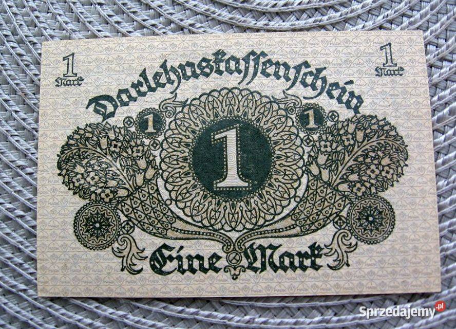 Banknot zastępczy 1 Marka 1920r 4 Bilet na kawe Kalisz sprzedam