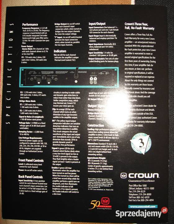 Crown amplifiersmicrophones K Series broszury Kępice