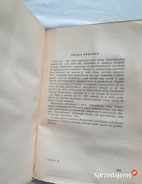Henryk Sienkiewicz Dzieła tom LII Wiadomości Koźminek sprzedam