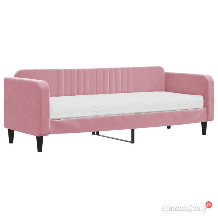 Sofa z materacem do spania różowa aksamit 80x200