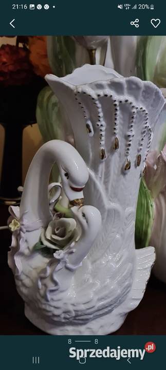 Porcelanowy wazon łabądki mazowieckie Przasnysz