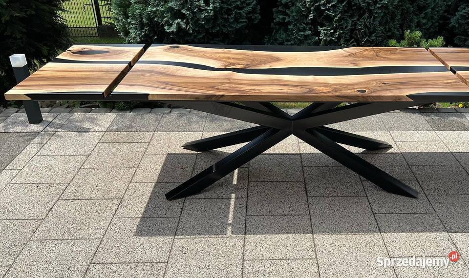 Stół Amsterdam Nut Spider z dostawkami żywica Stoły, krzesła, biurka