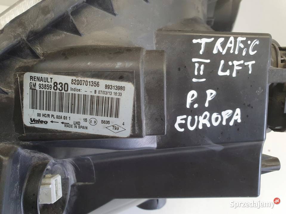 LAMPA Opel Vivaro Renault Trafic LIFT PRAWY Chełm