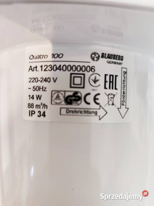 Wentylator łazienkowy Blauberg QUATRO 100 Warszawa