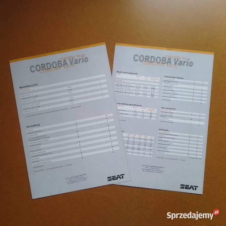 Prospekt folder broszura katalog SEAT CORDOBA