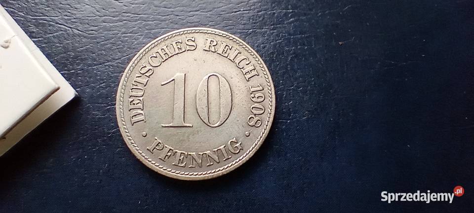 Stare monety 10 fenig 1908 D Niemcy Lesko